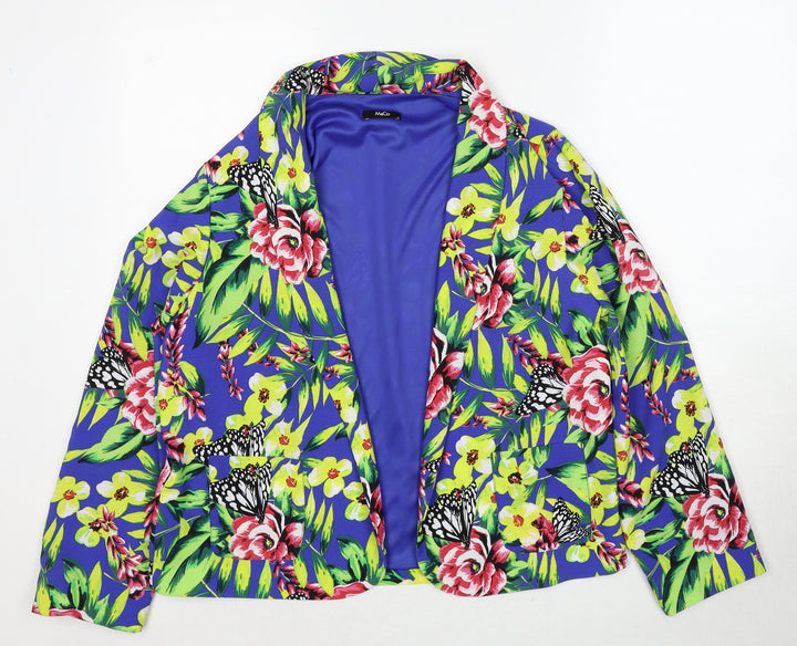 M&Co Womens Multicoloured Floral Jacket Blazer Size 14 - Butterfly Print