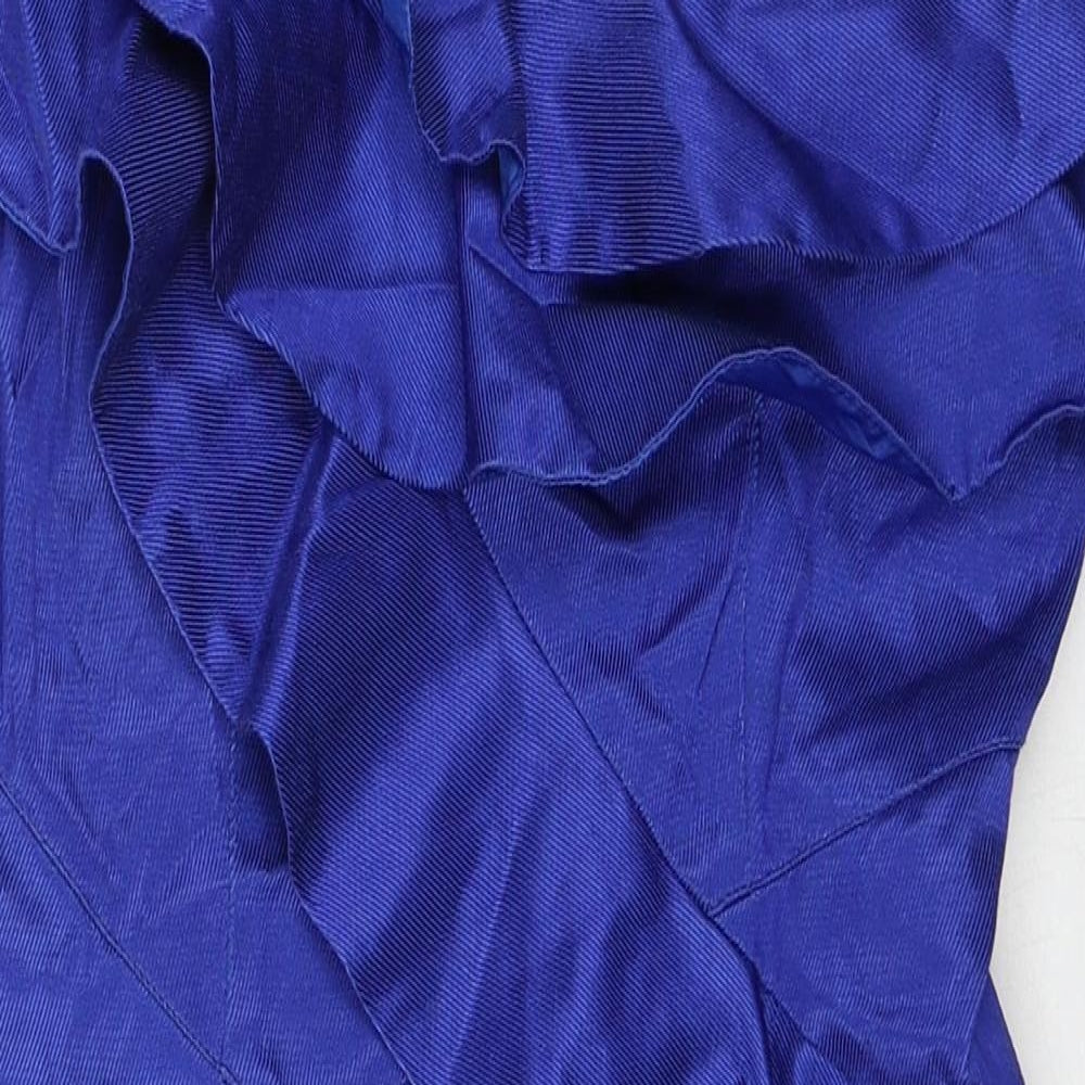 River Island Womens Blue Polyester Mini Size 12 One Shoulder Zip