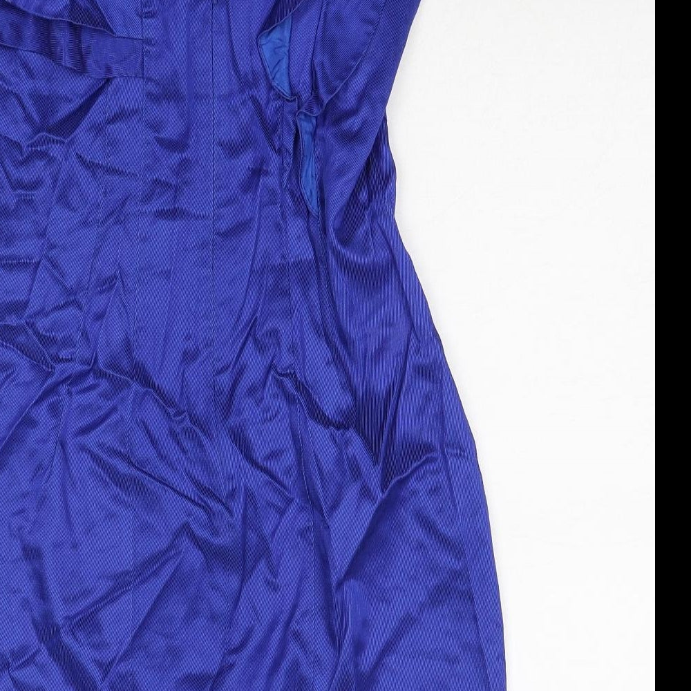 River Island Womens Blue Polyester Mini Size 12 One Shoulder Zip