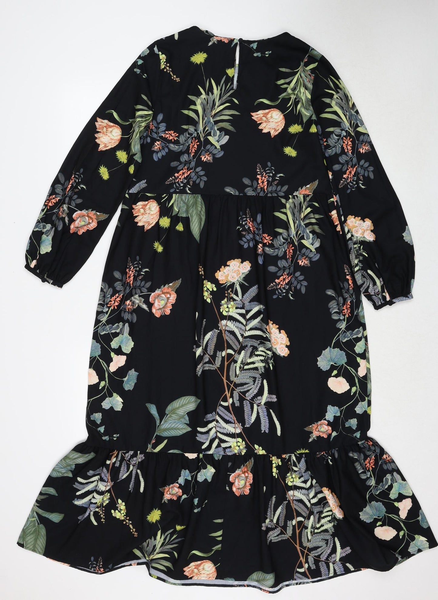Principles Womens Black Floral Polyester Trapeze & Swing Size 8 Round Neck Zip