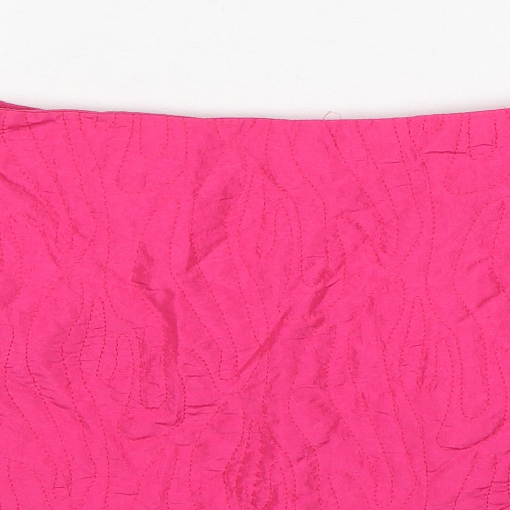 Bershka Womens Pink Geometric Polyester Mini Skirt Size XS Zip