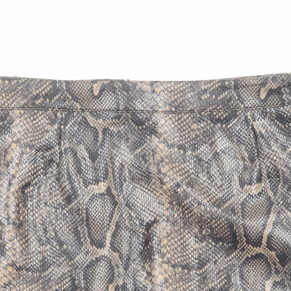 Boohoo Womens Multicoloured Animal Print Polyester Mini Skirt Size 12 Zip - Snakeskin Pattern