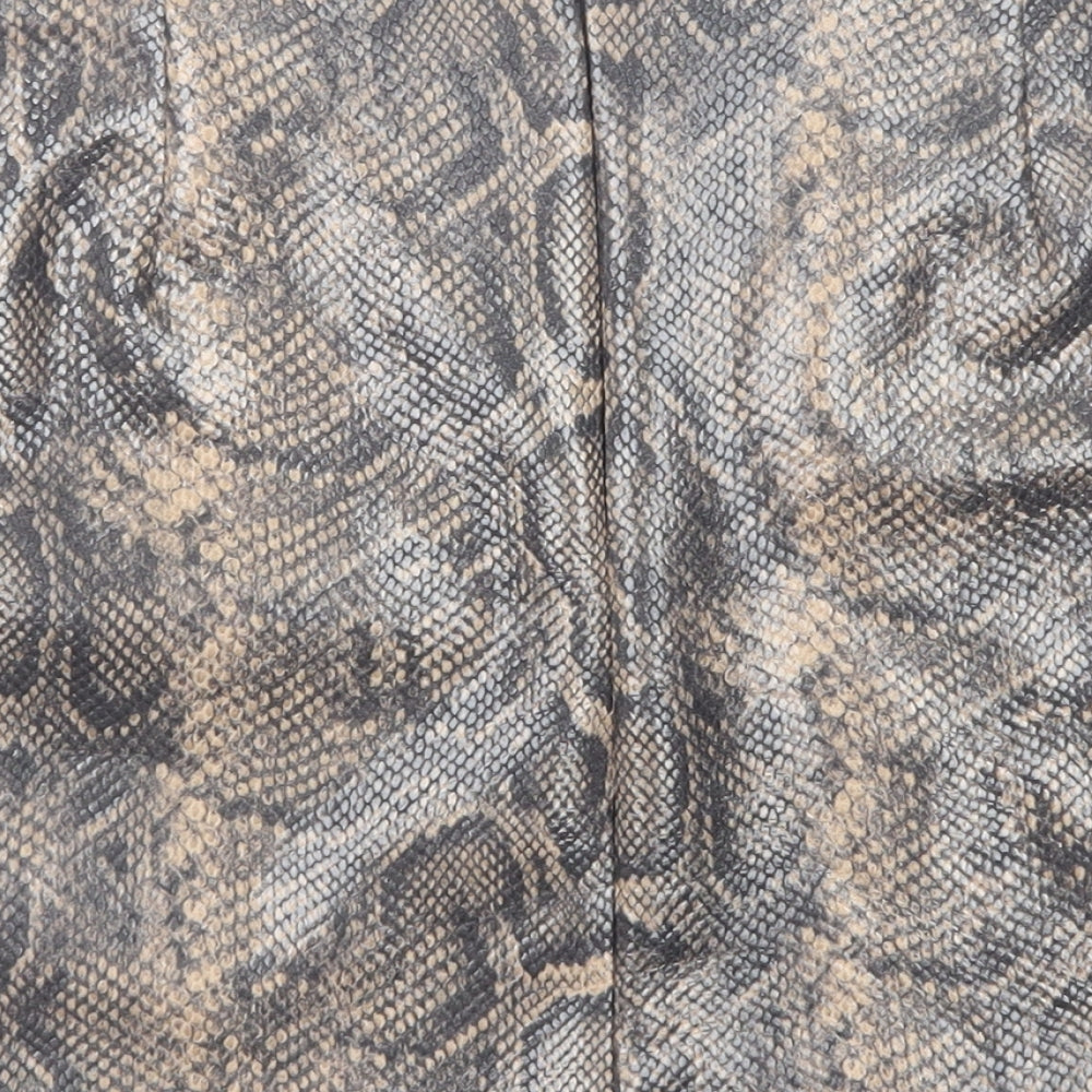 Boohoo Womens Multicoloured Animal Print Polyester Mini Skirt Size 12 Zip - Snakeskin Pattern