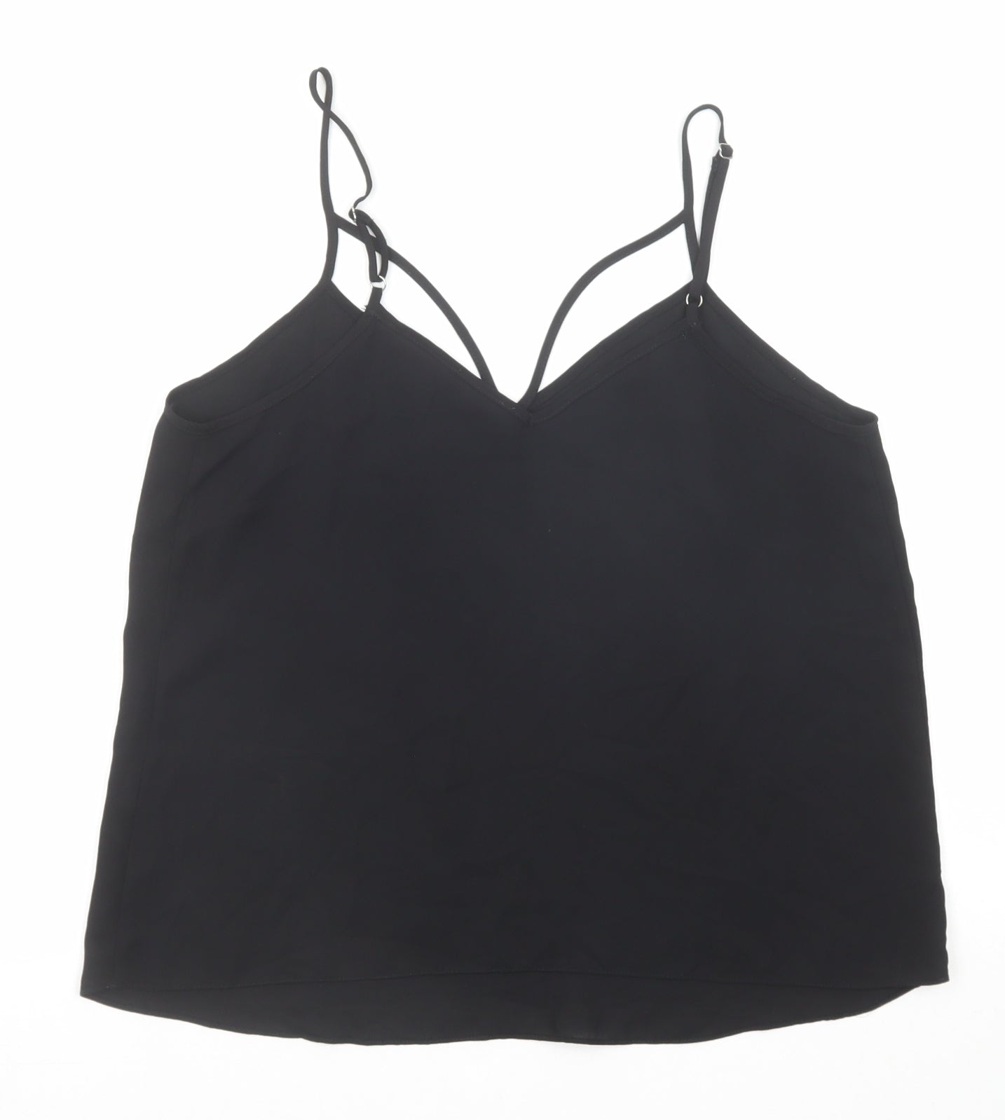 River Island Womens Black Polyester Camisole Tank Size 10 V-Neck