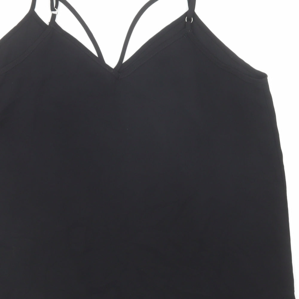 River Island Womens Black Polyester Camisole Tank Size 10 V-Neck