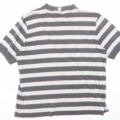 Kangol Mens Grey Striped Cotton Polo Size 2XL Collared Button