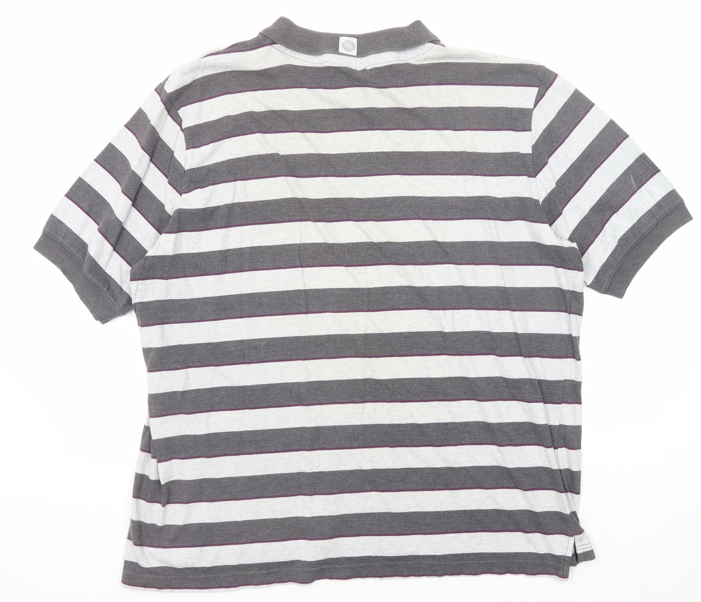 Kangol Mens Grey Striped Cotton Polo Size 2XL Collared Button