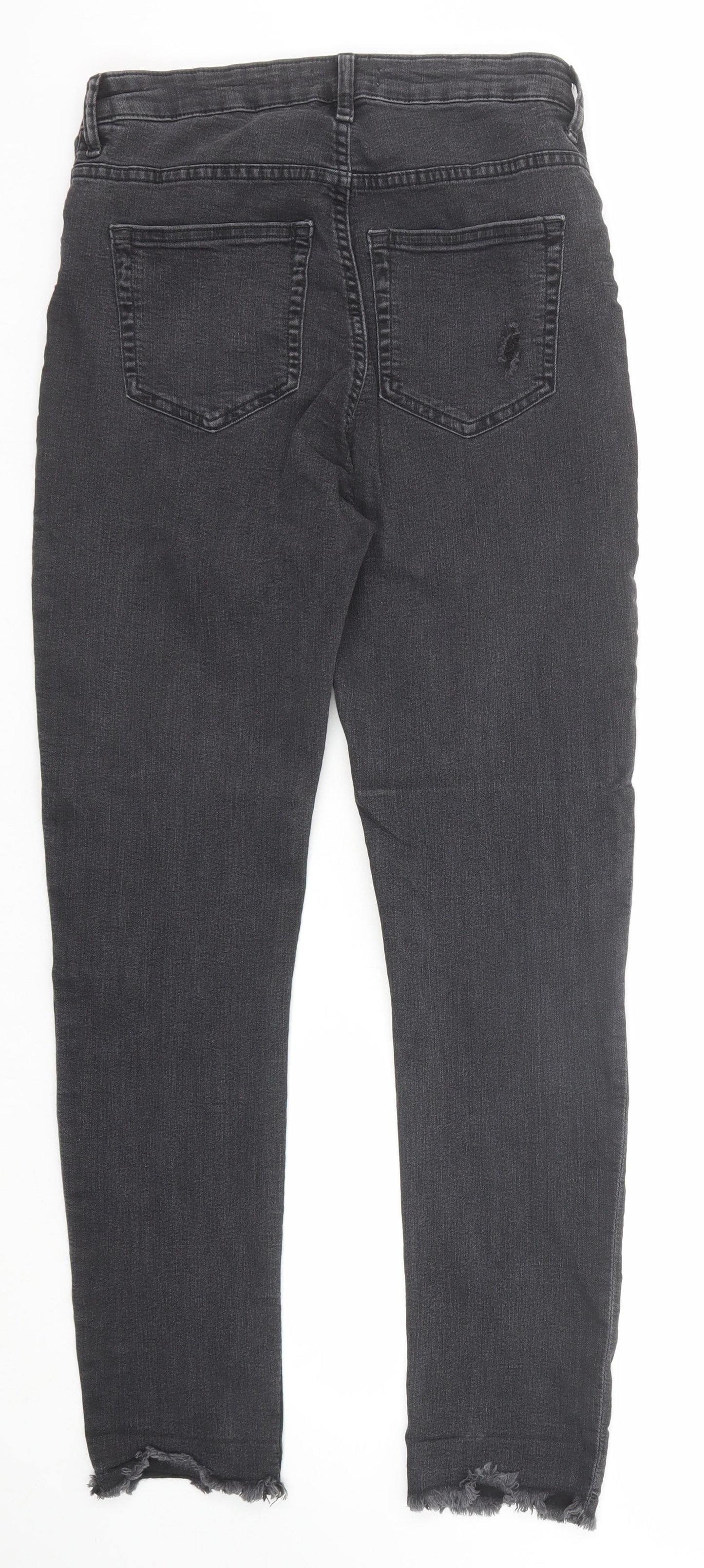 H&M Womens Black Cotton Skinny Jeans Size 12 Regular Zip