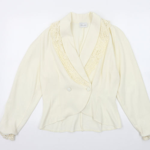 Saintmain Womens White Polyester Basic Blouse Size 14 V-Neck