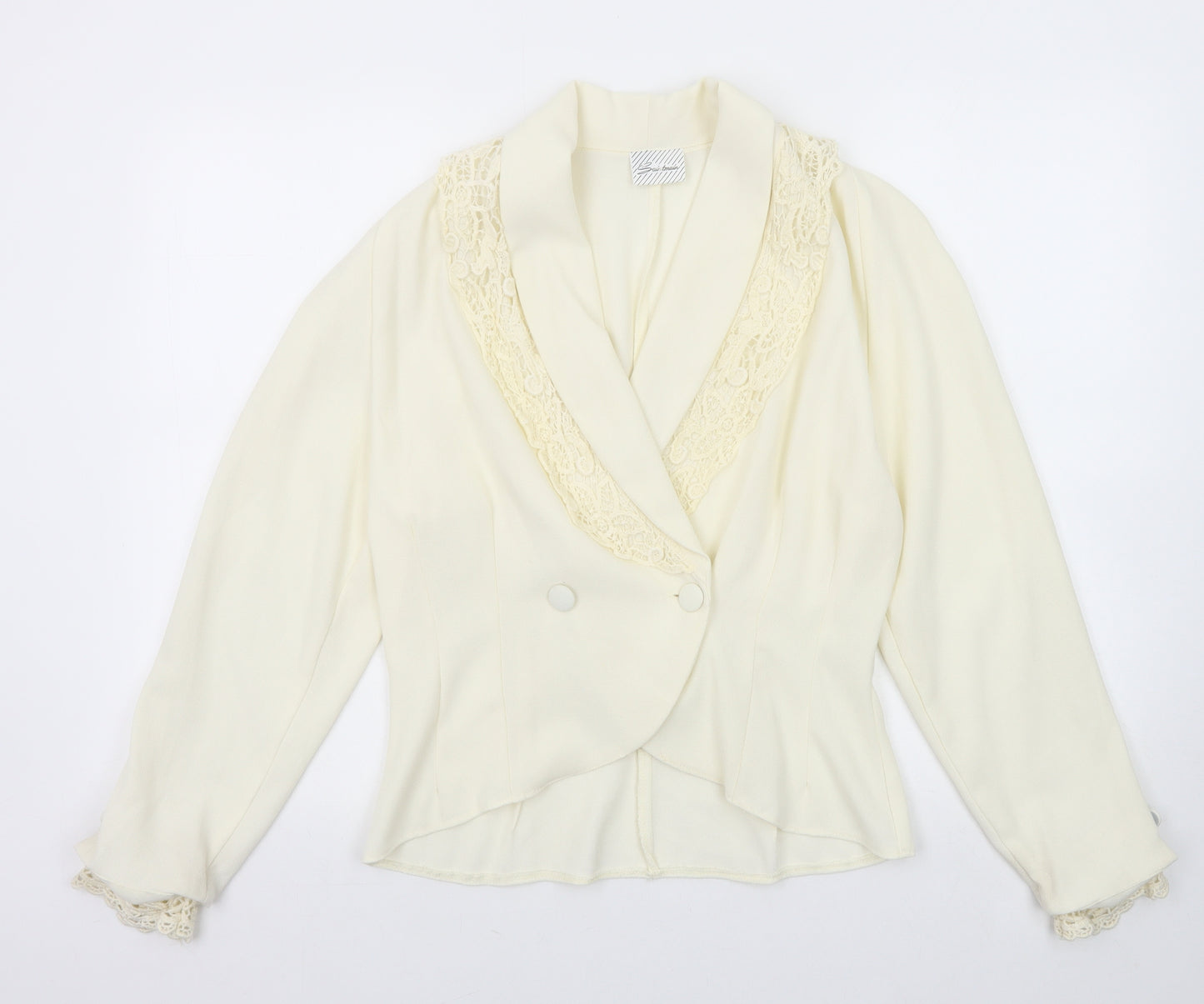 Saintmain Womens White Polyester Basic Blouse Size 14 V-Neck