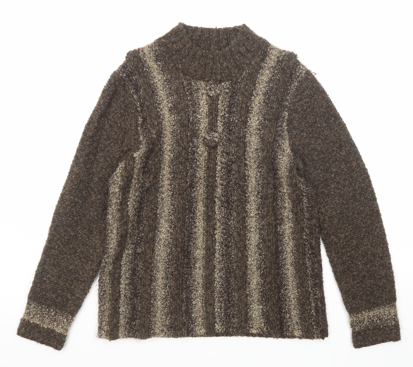 Casamia Womens Brown Round Neck Acrylic Pullover Jumper Size M
