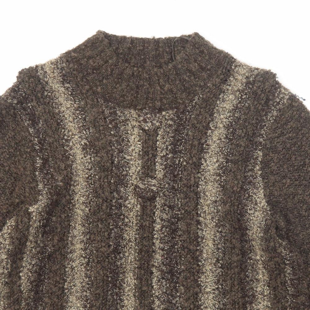 Casamia Womens Brown Round Neck Acrylic Pullover Jumper Size M