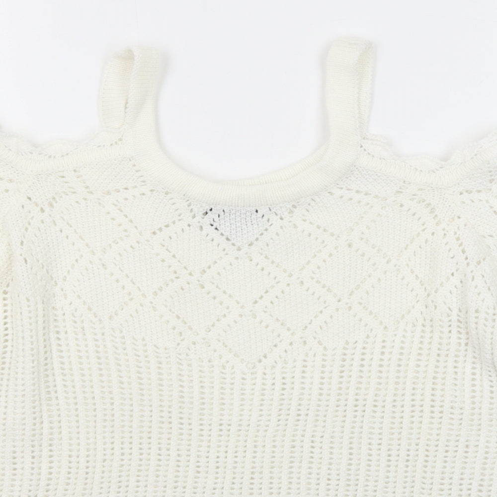 B. You Womens White Round Neck Acrylic Pullover Jumper Size 20 - Size 20-22