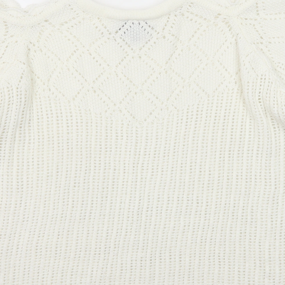 B. You Womens White Round Neck Acrylic Pullover Jumper Size 20 - Size 20-22