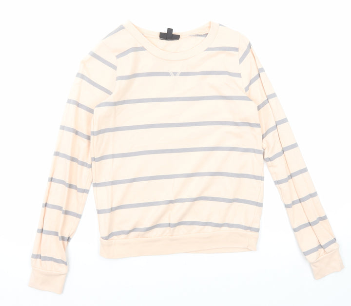 Topshop Womens Pink Striped Cotton Pullover Sweatshirt Size 6 Pullover
