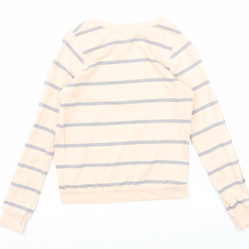 Topshop Womens Pink Striped Cotton Pullover Sweatshirt Size 6 Pullover