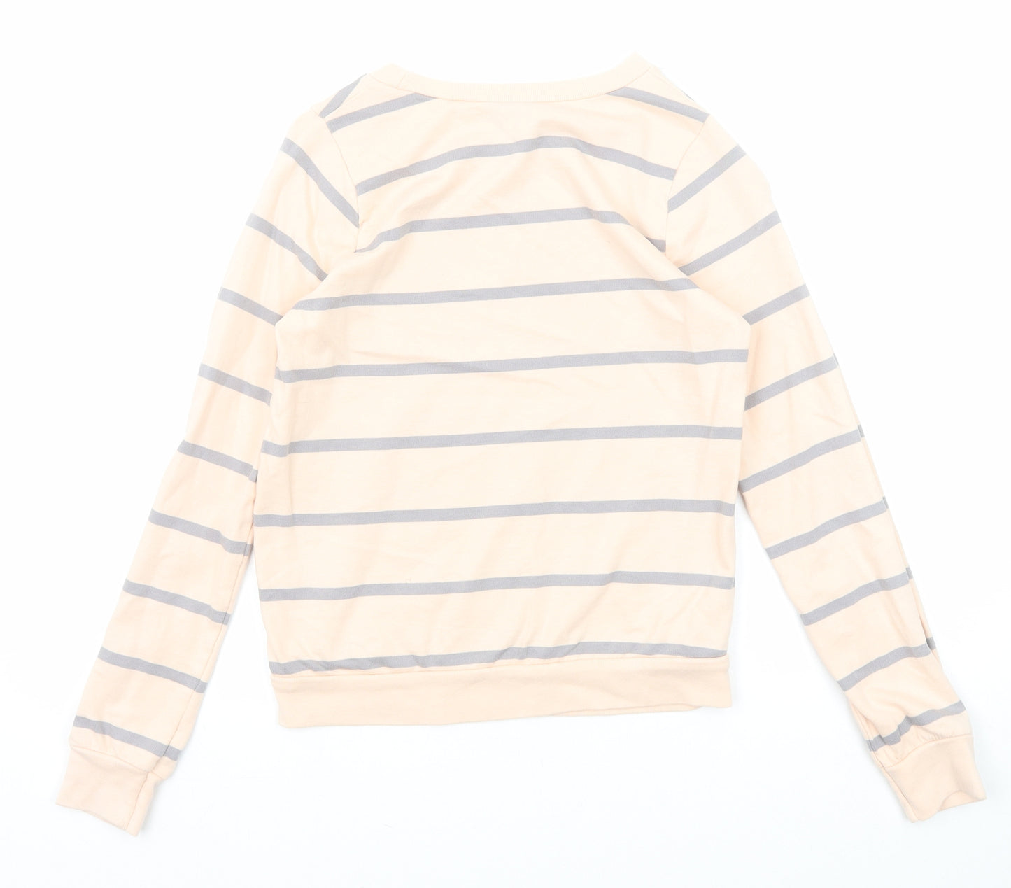 Topshop Womens Pink Striped Cotton Pullover Sweatshirt Size 6 Pullover