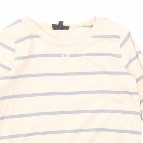 Topshop Womens Pink Striped Cotton Pullover Sweatshirt Size 6 Pullover