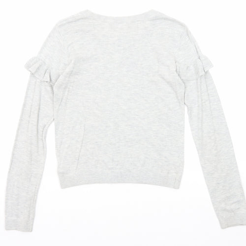 NEXT Girls Grey Round Neck Cotton Pullover Jumper Size 12 Years Pullover