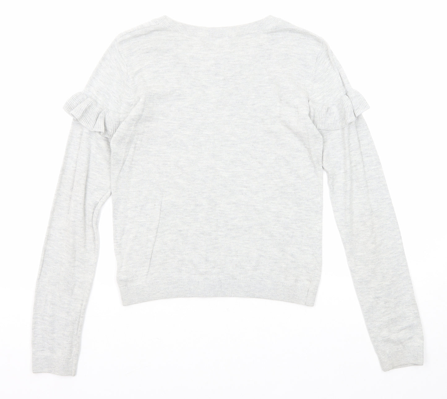 NEXT Girls Grey Round Neck Cotton Pullover Jumper Size 12 Years Pullover