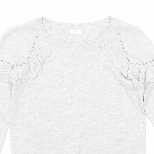 NEXT Girls Grey Round Neck Cotton Pullover Jumper Size 12 Years Pullover