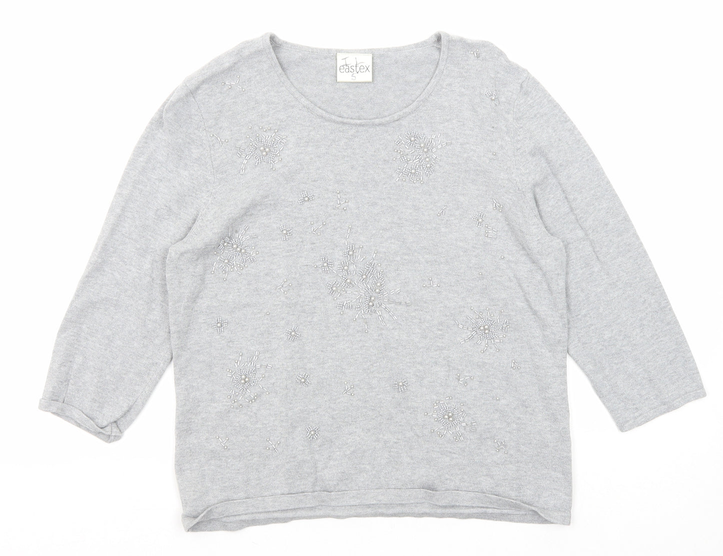 Eastex Womens Grey Round Neck Cotton Pullover Jumper Size 12