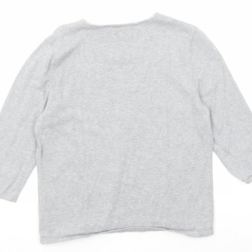 Eastex Womens Grey Round Neck Cotton Pullover Jumper Size 12