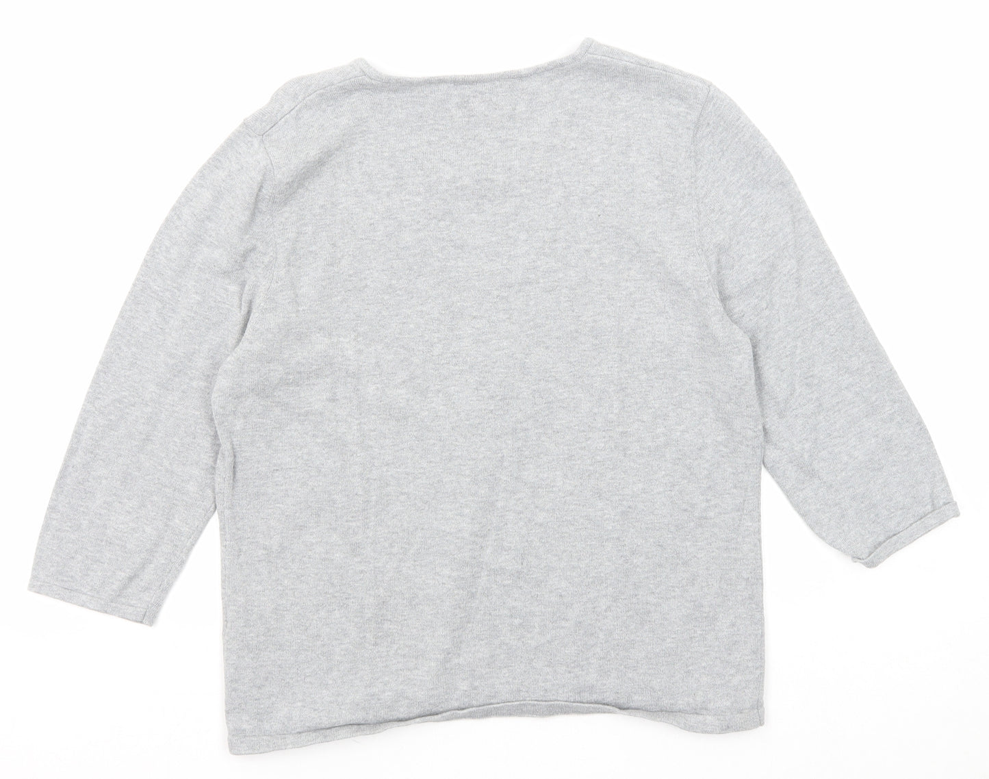 Eastex Womens Grey Round Neck Cotton Pullover Jumper Size 12