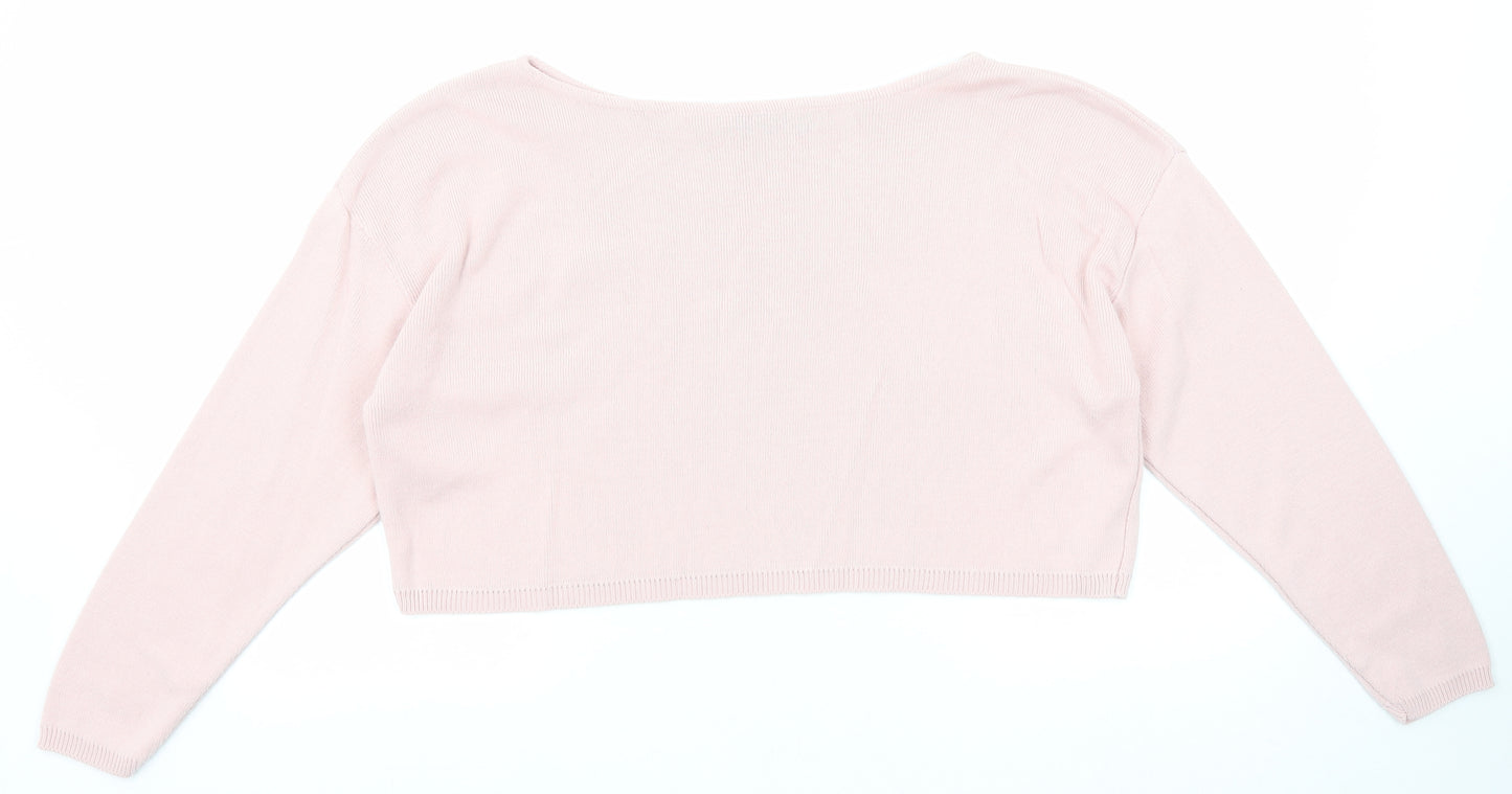 Nasty Gal Womens Pink Boat Neck Acrylic Pullover Jumper Size S