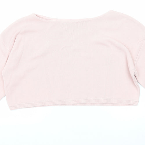 Nasty Gal Womens Pink Boat Neck Acrylic Pullover Jumper Size S