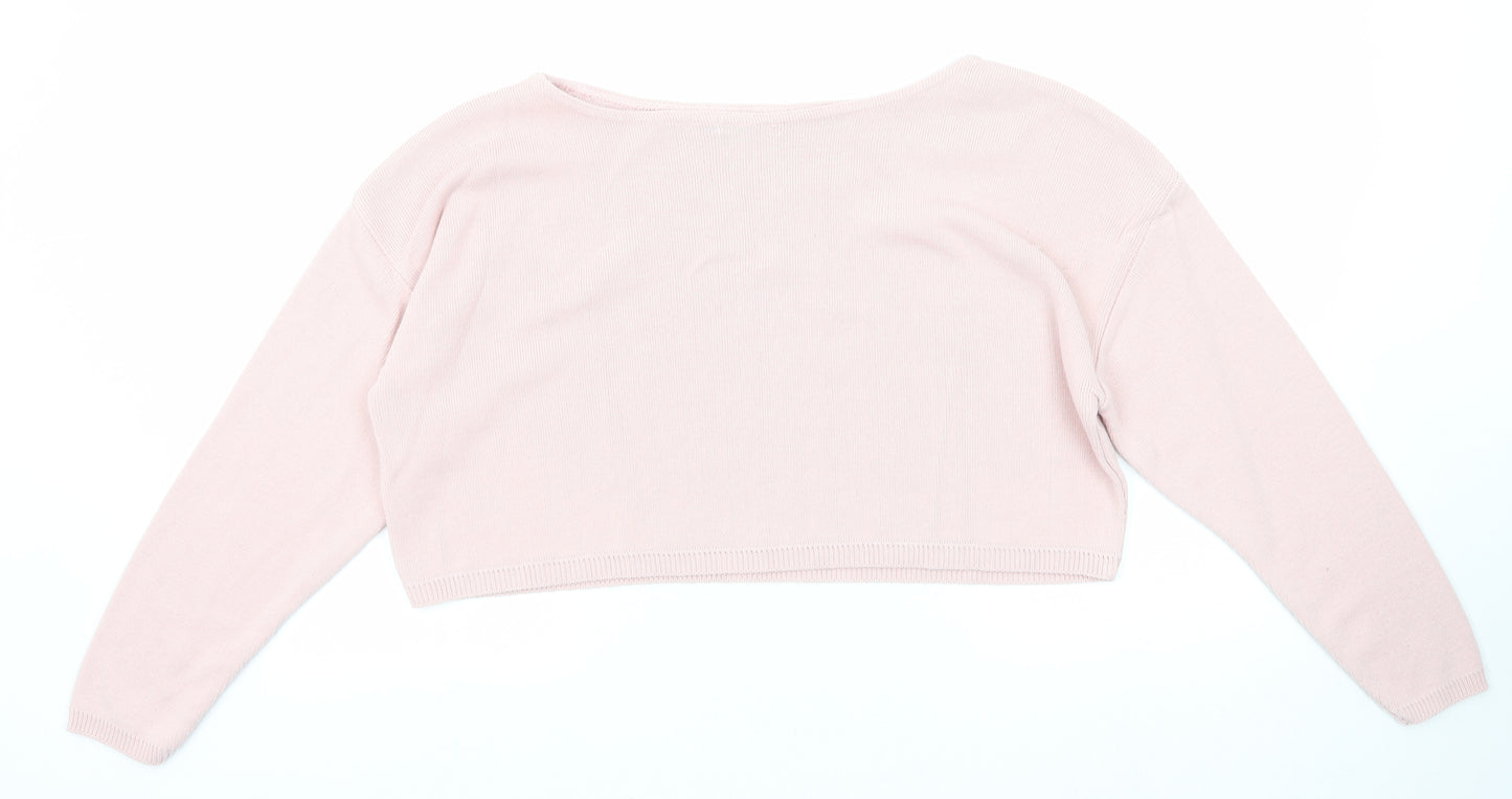 Nasty Gal Womens Pink Boat Neck Acrylic Pullover Jumper Size S