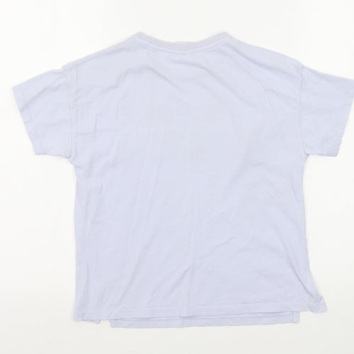 Zara Girls Blue Cotton Basic T-Shirt Size 8 Years Round Neck Pullover - You Are Golden