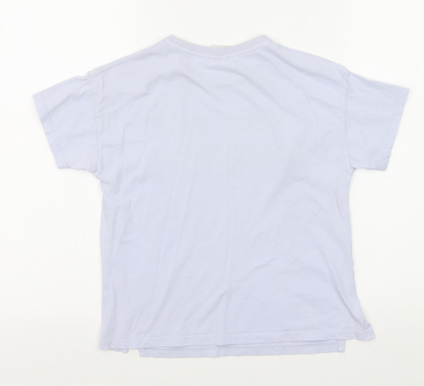 Zara Girls Blue Cotton Basic T-Shirt Size 8 Years Round Neck Pullover - You Are Golden
