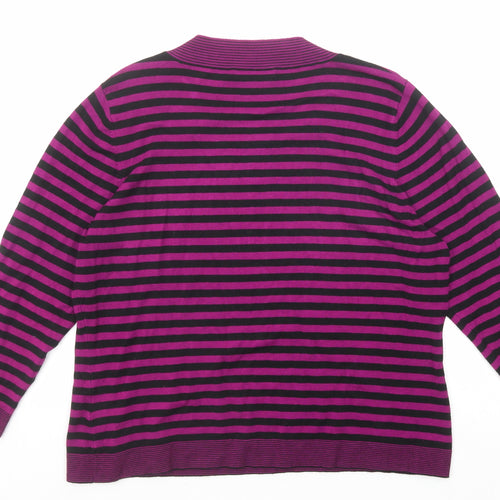Precis Womens Purple Scoop Neck Striped Viscose Pullover Jumper Size L