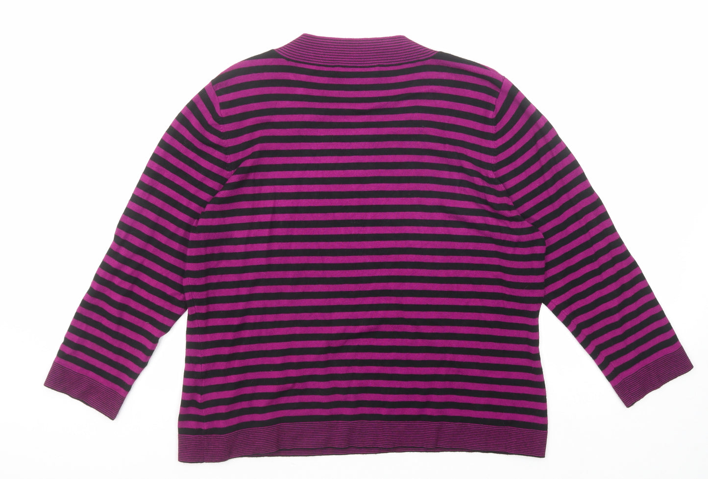 Precis Womens Purple Scoop Neck Striped Viscose Pullover Jumper Size L