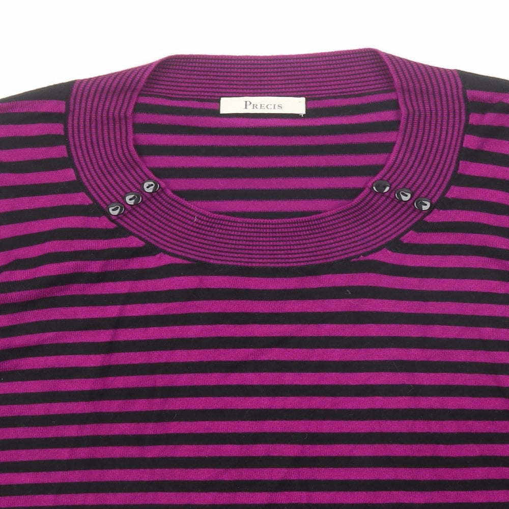 Precis Womens Purple Scoop Neck Striped Viscose Pullover Jumper Size L