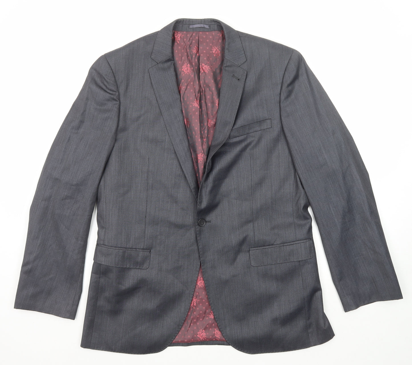 1860 Mens Grey Polyester Jacket Suit Jacket Size 42 Regular