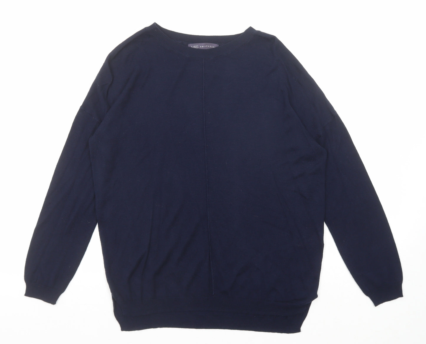 Marks and Spencer Womens Blue Round Neck Acrylic Pullover Jumper Size M