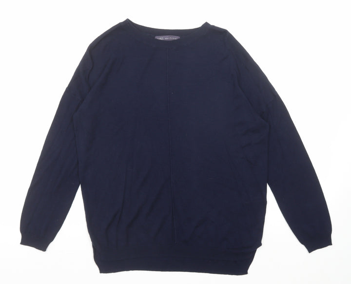 Marks and Spencer Womens Blue Round Neck Acrylic Pullover Jumper Size M