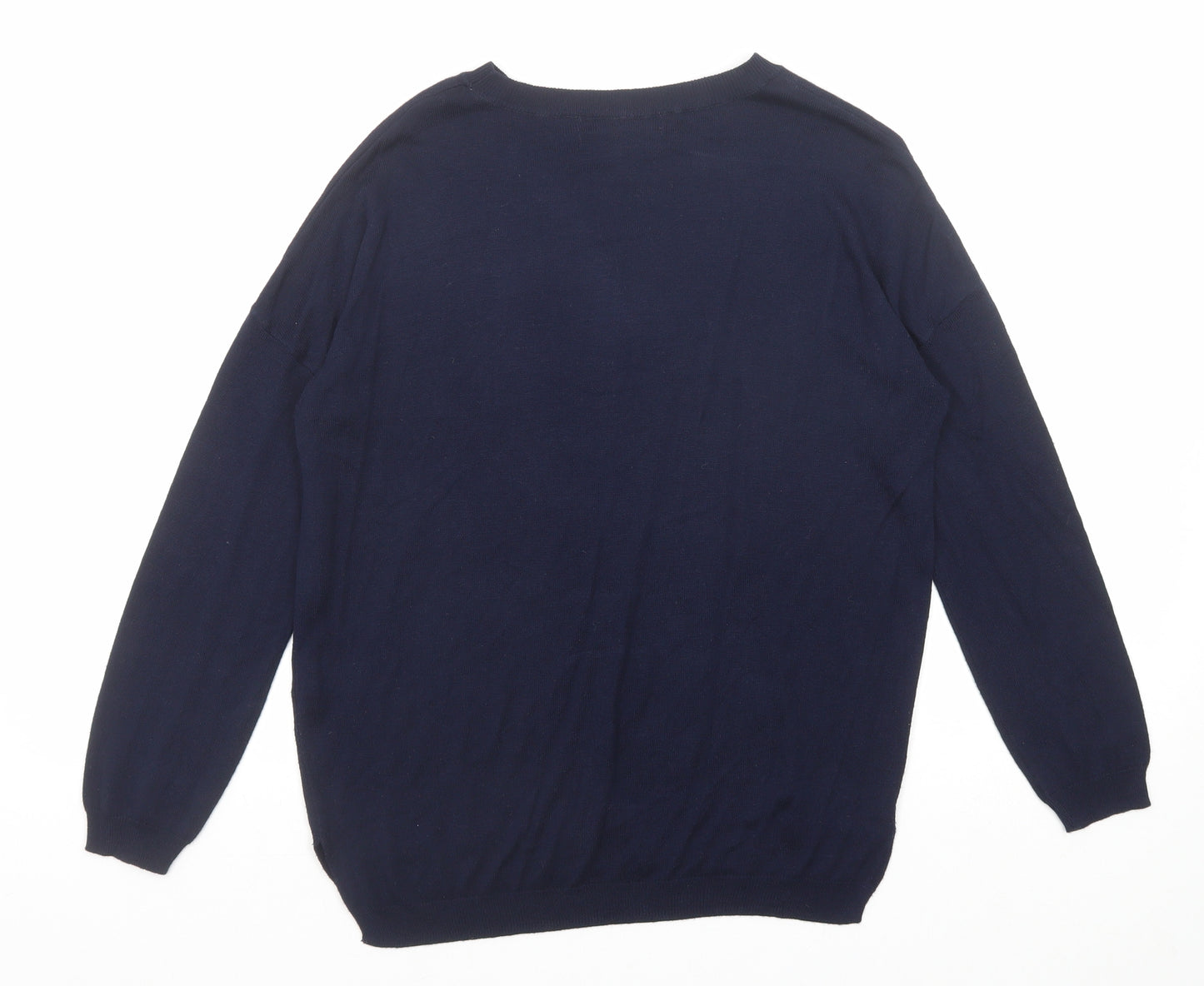 Marks and Spencer Womens Blue Round Neck Acrylic Pullover Jumper Size M