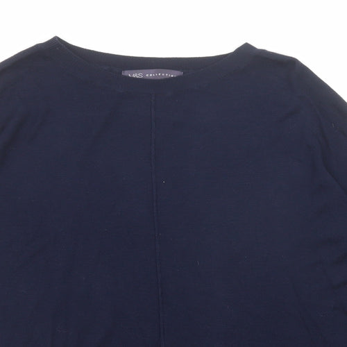 Marks and Spencer Womens Blue Round Neck Acrylic Pullover Jumper Size M