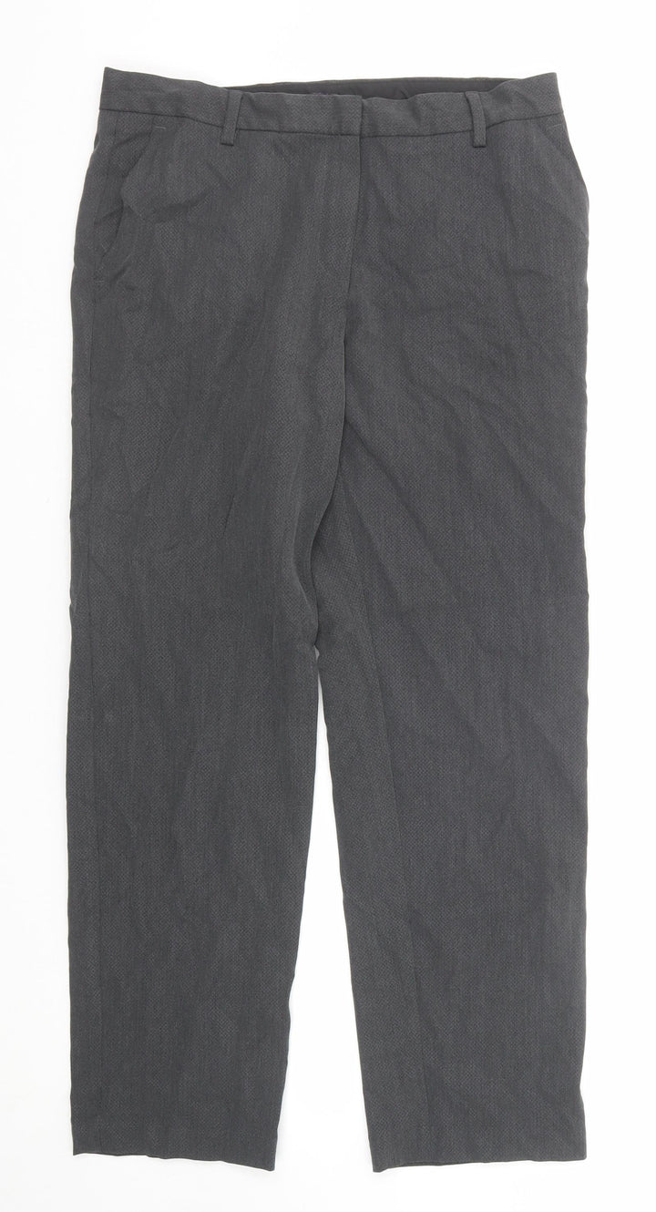 Marks and Spencer Womens Grey Polyester Trousers Size 12 Regular Zip