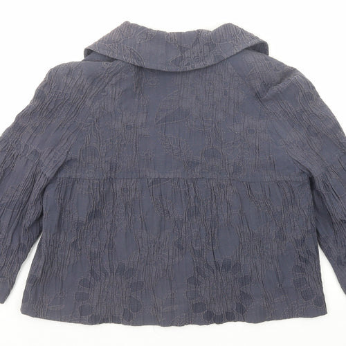 Edina Ronay Womens Blue Geometric Jacket Size 12 Button