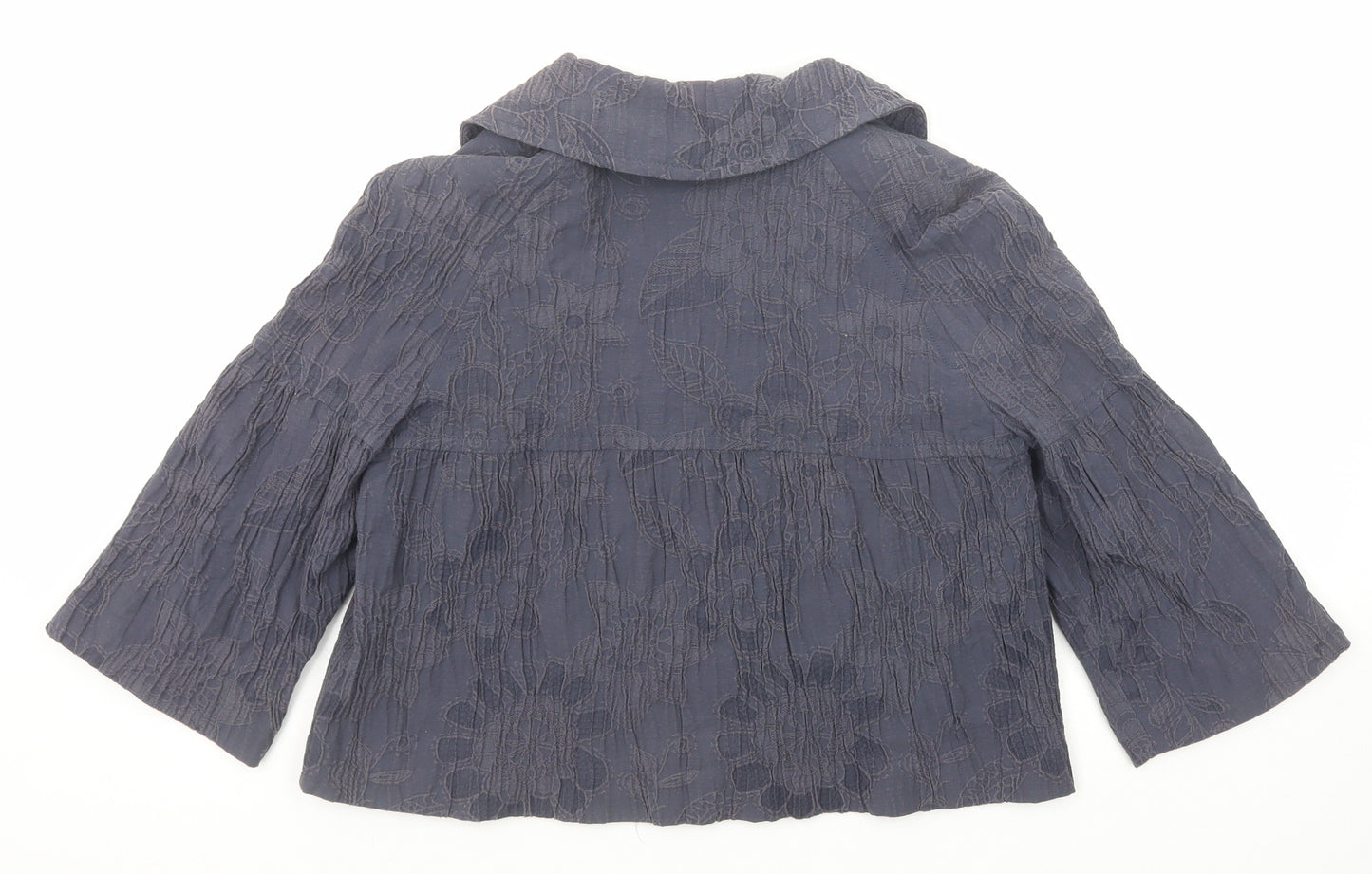Edina Ronay Womens Blue Geometric Jacket Size 12 Button