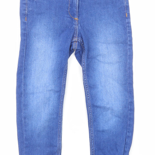 NEXT Girls Blue Cotton Skinny Jeans Size 6 Years Regular Zip