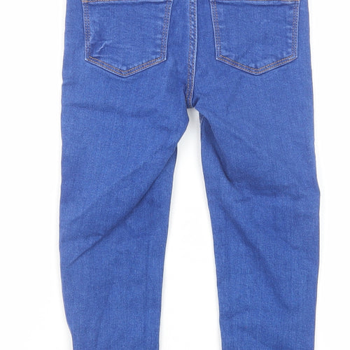 NEXT Girls Blue Cotton Skinny Jeans Size 6 Years Regular Zip