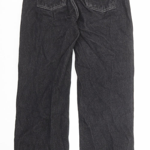 H&M Womens Black Cotton Mom Jeans Size 10 Regular Zip