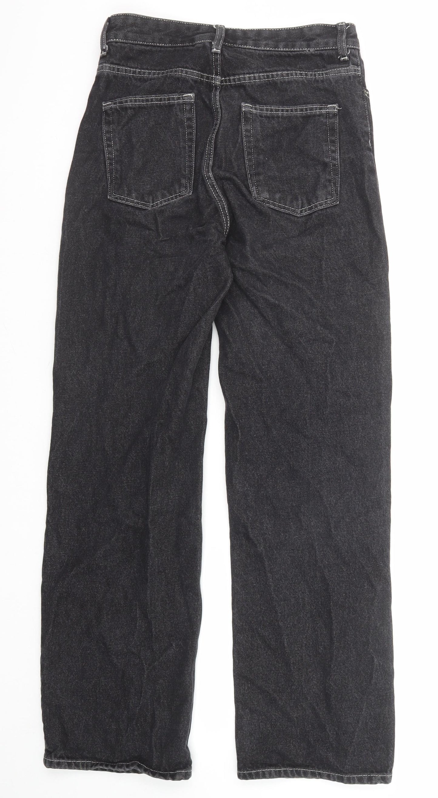 H&M Womens Black Cotton Mom Jeans Size 10 Regular Zip
