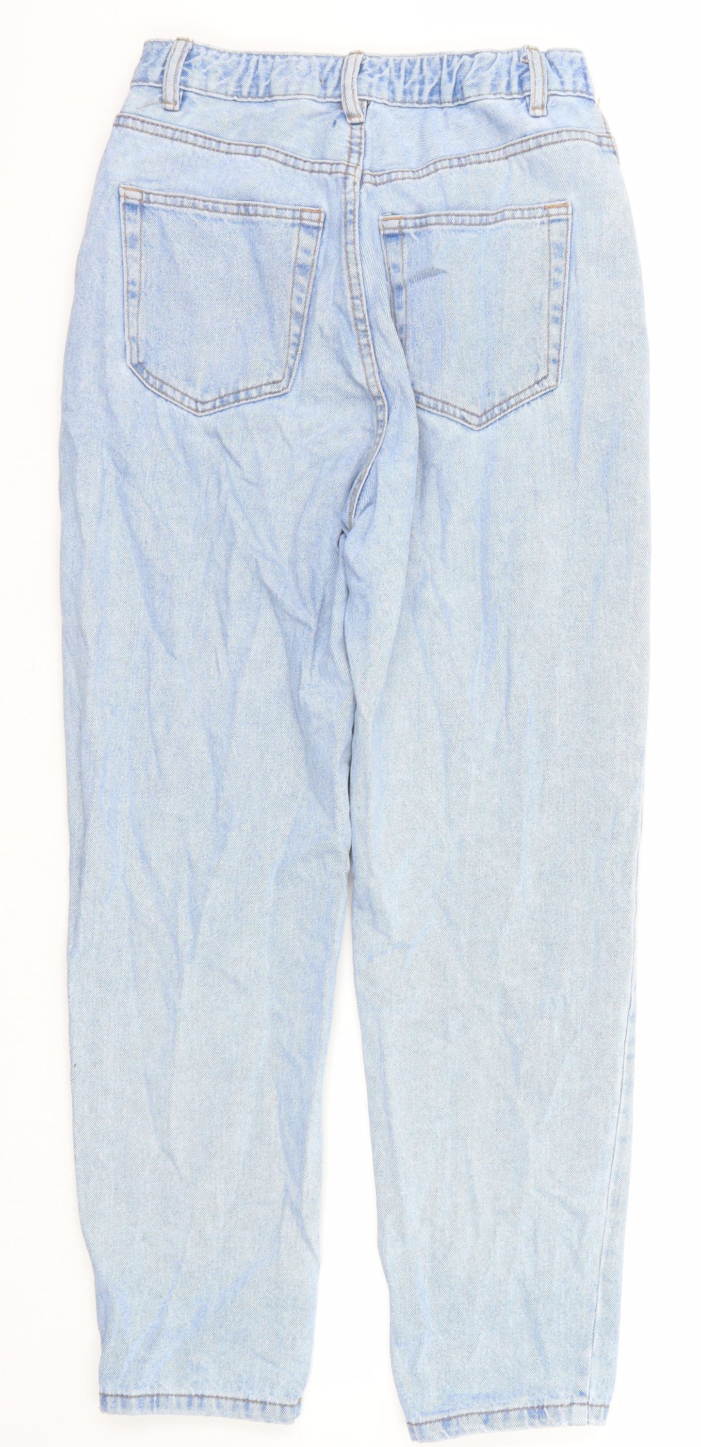 Pull&Bear Womens Blue Cotton Mom Jeans Size 8 Regular Zip