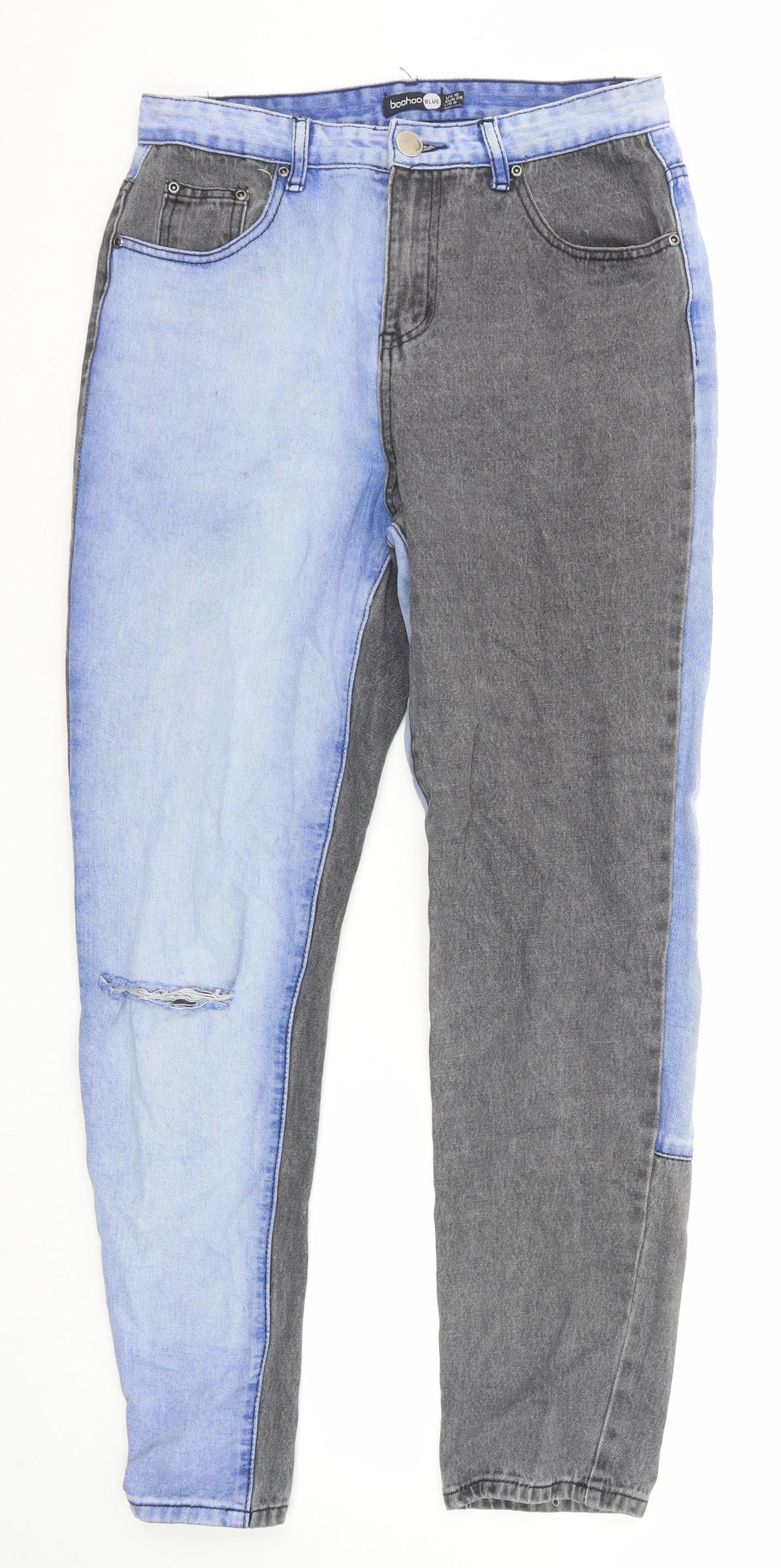 Boohoo Womens Black Cotton Straight Jeans Size 10 Regular Zip